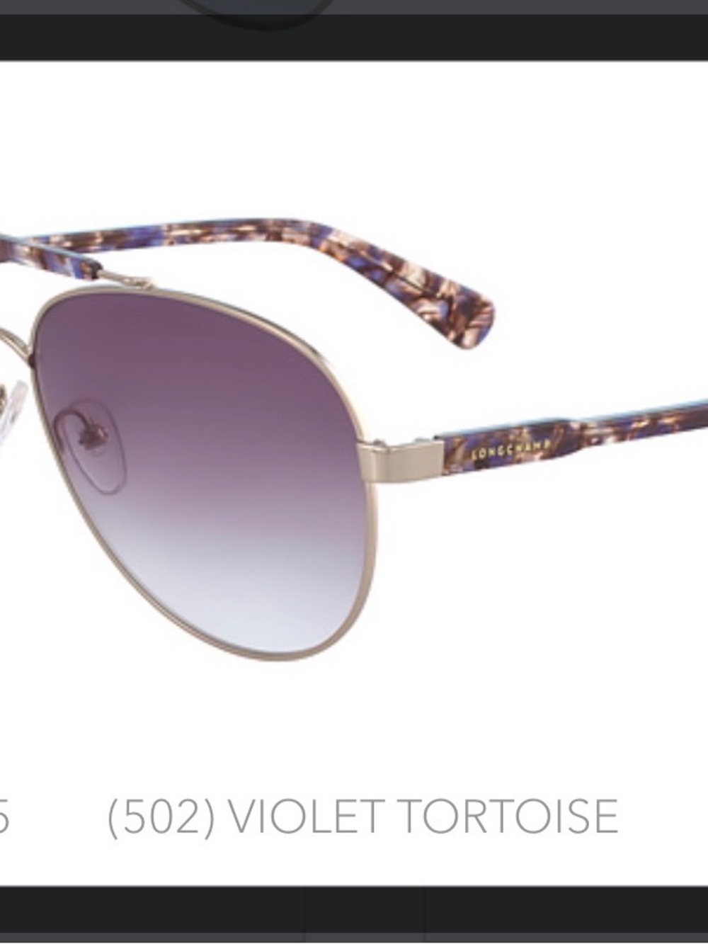 Longchamp Violet Gradient Aviator Sunglasses with Tortoise Temples